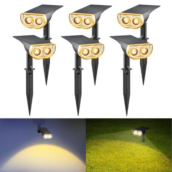 Linkind Solar Spotlights Outdoor, StarRayS 2-in-1 Solar Outdoor Light, IP67 Linkind Solar Spotlights Outdoor, StarRayS 2-in-1 Solar Outdoor Light, IP67 Waterproof Solar Spot Lights-Efficient and Durable Outdoor Lighting for Gardens and Pathway, Auto On/Off, 6Pack Warm White