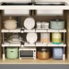 Luteti Under Sink Kitchen Rack, Under Sink Organizer,Under Sink Storage Rack,2 Tier Expandable Cabinet Shelf Organizer Rack with Removable Panels for Kitchen Bathroom Storage