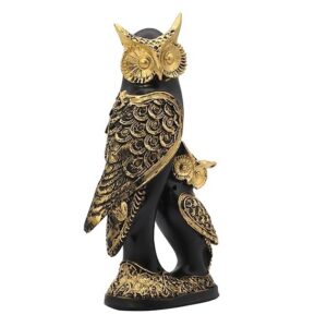 Luvkush Enterprise Owl Family Statue, Black and Gold Finish,Handmade Animal Luvkush Enterprise Owl Family Statue, Black and Gold Finish,Handmade Animal Figurines for Home Decor, Resin Showpiece for Living Room