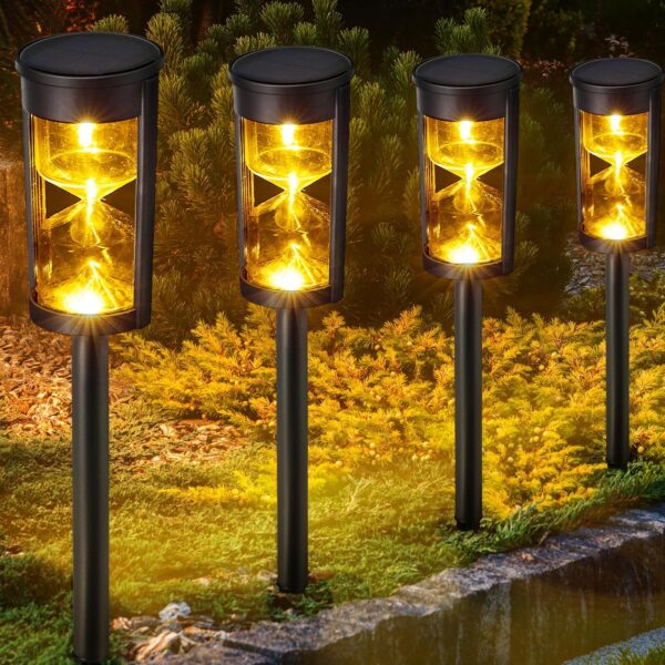 MAGGIFT 6 Pack Solar Pathway Lights - New Upgraded Hourglass Shape Solar Garden Lights - IP65 Waterproof Powered Landscape Path Lights for Yard, Lawn, Patio