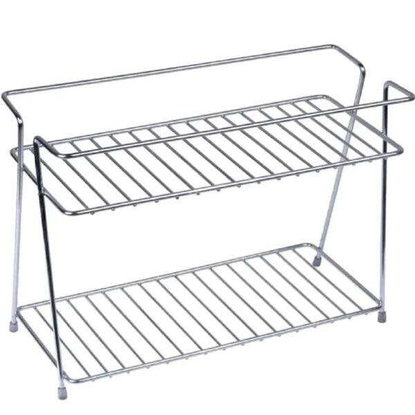 MARQO stainless steel 2-tier countertop kitchen organizer | multipurpose spice MARQO stainless steel 2-tier countertop kitchen organizer | multipurpose spice rack trolley | storage shelf for boxes, utensils, dishes & plates | durable steel shelves holder stand for home