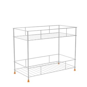 MARQO stainless steel 2-tier countertop kitchen rack | pantry storage organizer | multipurpose kitchen storage shelf | durable steel tiered rack for utensils, jars, plates & accessories