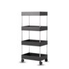 MASHUR FAB 4-Tier Rolling Storage Cart with Wheels, Black Metal Frame, Mobile Utility Organizer