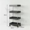 MASHUR FAB 4-Tier Rolling Storage Cart with Wheels, Black Metal Frame, Mobile Utility Organizer