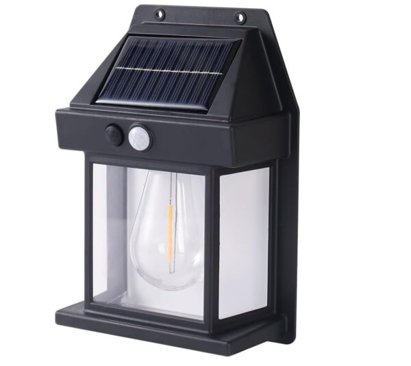 MB STAR Outdoor Solar Lights, Dusk to Dawn Solar Wall Sconce Motion Sensor, 3 Lighting Modes Waterproof Wall Lantern Light Fixtures for Garden Yard Patio Fence Outside - Black, Pack of 1