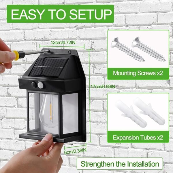 MB STAR Outdoor Solar Lights, Dusk to Dawn Solar Wall Sconce Motion Sensor, 3 Lighting Modes Waterproof Wall Lantern Light Fixtures for Garden Yard Patio Fence Outside - Black, Pack of 1