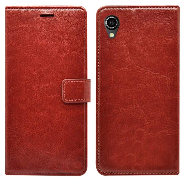 METOO Leather FLIP Cover for Vivo 1820 FLIP Cover :: FLIP Cover Vivo 1820 1908 flip Cover (Brown)