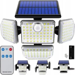 MIXEN Solar LED lamp with Motion Sensor and Remote Control, LED Solar Wall Light High Lumens Indoor Outdoor Garden Waterproof Wall Lamp Courtyard Staircase Solar Led Garden Light