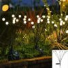 Metal -Firefly Outdoor Solar Lights| 8 Led Starburst Swaying Solar Metal -Firefly Outdoor Solar Lights| 8 Led Starburst Swaying Solar Garden Light,Warm Garden Light Waterproof | Firefly Path Lights for Pots,Balcon (2Pcs)