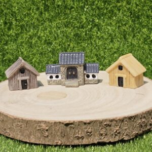 Miniature House Set of 3 Resin Fairy Garden Decor Dollhouse Accessories for Mini Garden Terrarium Bonsai Gifting Home Decor