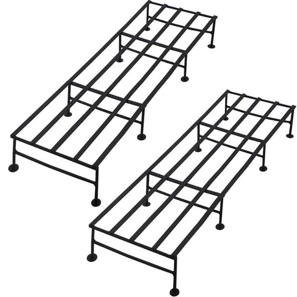 Modern Indoor & Outdoor Iron Planter Stand/Flower Shelf Display Rack Modern Indoor & Outdoor Iron Planter Stand/Flower Shelf Display Rack Holder for Garden/Balcony/Flower Pot Stand for Corner Display/Window Planted Stand (23.5" x 9"x 4", Set of 2, Black)