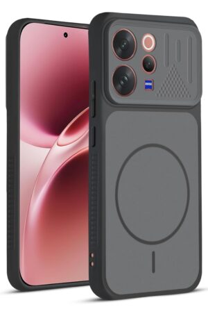 Mr. Case Back Cover for Vivo V70 Elite 5G | Ring Design Protective Case with Camera Cut Protection | Anti Slip Grip | Shockproof Mobile Cover - Black