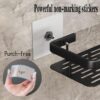 Multipurpose Self-Adhesive Stainless Steel Bathroom Organiser Without Drill | Kitchen Organizer Rack | No Drill Wall Shelf | Bathroom Holder | Bathroom Rack | Storage Shelf (Pack of 1, Black)