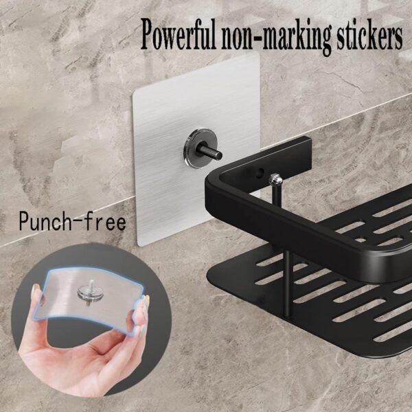 Multipurpose Self-Adhesive Stainless Steel Bathroom Organiser Without Drill | Kitchen Organizer Rack | No Drill Wall Shelf | Bathroom Holder | Bathroom Rack | Storage Shelf (Pack of 1, Black)
