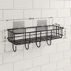 NAMUVA Stainless Steel Bathroom & Kitchen Shelf with 4 Hooks | Self Adhesive Wall Mounted Organizer Rack Black Rust Proof Storage Drill Free Space Saving Holder for Bathroom Home – Pack of 1 CED