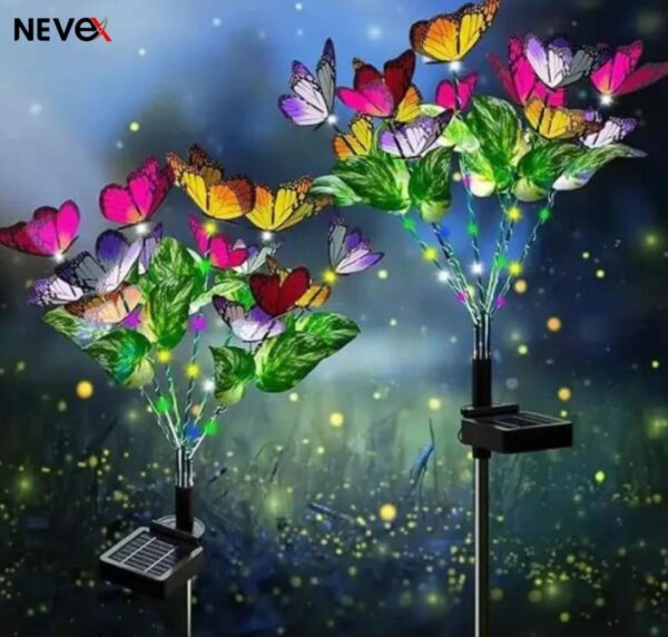 NEVEX Solar LED Butterfly Garden Lights – Waterproof Outdoor Colorful NEVEX Solar LED Butterfly Garden Lights – Waterproof Outdoor Colorful Solar Powered Flower Lamps with Automatic Dusk to Dawn On/Off for Pathway, Lawn, Patio, Balcony & Yard Décor (2 Pieces)