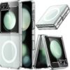 NISHTECH Silicone for Samsung Galaxy Z Flip 5 5G Magnetic Transparent Case | Shock Proof Design & Camera Protection | Magsafe Wireless Charging Case | Sleek Hard Crystal Cover - Clear Back
