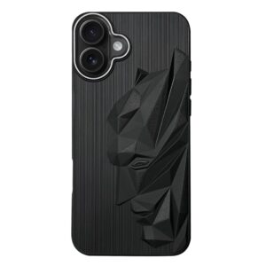 NIUKIN Mobile Case for iPhone 17 | 3D Engraved Design | Metallic Camera Ring | Shockproof Scratch Proof Cover | Black