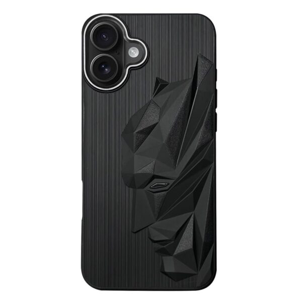NIUKIN Mobile Case for iPhone 17 | 3D Engraved Design | Metallic Camera Ring | Shockproof Scratch Proof Cover | Black