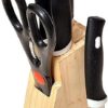 NOBILEA Wood Kitchen Knife Set with Wooden Block and Scissors, NOBILEA Wood Kitchen Knife Set with Wooden Block and Scissors, Knife Set for Kitchen with Stand, Knife Set for Kitchen use, Knife Holder for Kitchen with Knife 5-Pieces