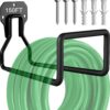 NYALA 2 Pcs Heavy Duty Black Garden Hose Hangers – Outdoor Water Hose Storage Holder & Wall Mount Hose Reel Stand (Rust-Resistant, Easy Install)