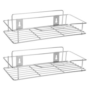 Namani Stainless Steel Pack of 2 Wall Mount Shelves for Namani Stainless Steel Pack of 2 Wall Mount Shelves for Kitchen & Bathroom | Heavy Duty Storage Shelf for Spice Rack, Toiletries, Condiments & Home Organizer | Rustproof Metal Wall Shelf (Silver-2)