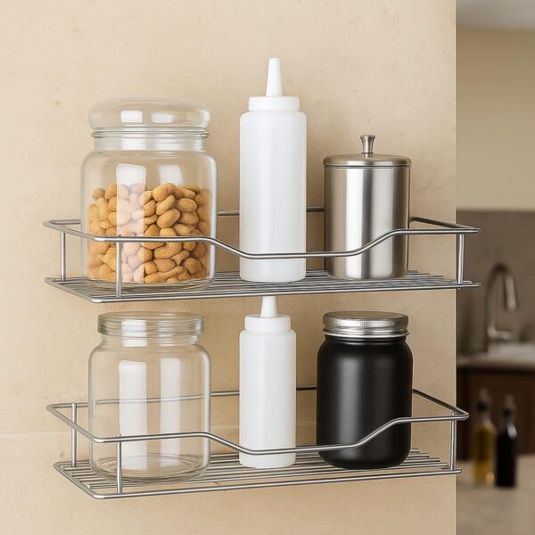 Namani-Stainless-Steel-Pack-of-2-Wall-Mount-Shelves-for-Kitchen-Bathroom-Heavy-Duty-Storage-Shelf-for-Spice-Rack-Toiletries-Condiments-Home-Organizer-Rustproof-Metal-Wall-Shelf-Silver-2.jpg Namani Stainless Steel Pack of 2 Wall Mount Shelves for Kitchen & Bathroom | Heavy Duty Storage Shelf for Spice Rack, Toiletries, Condiments & Home Organizer | Rustproof Metal Wall Shelf (Silver-2)