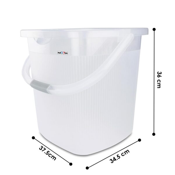 Nayasa Rimmy Plastic Bucket Set for Bathroom | 18 Liters Bucket & 1.5 Liters Mug | Bathroom Set of 3 | Bathroom Accessories Set | Bathroom Bucket Set | Bucket and Mug with Stool | Transparent