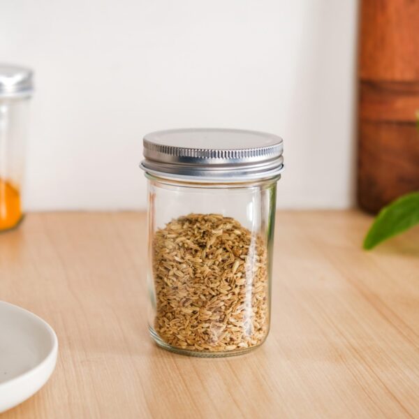 Nestasia Glass Containers for Kitchen (Set of 6-250ml), Airtight Small Glass Jar with Lid for Kitchen Pantry, Spice, Masala, Pickles, Dry Fruits, Coffee Beans Storage, Transparent