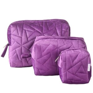 Nestasia Makeup Pouch, Organizer, Kit - Purple | Perfect for Nestasia Makeup Pouch, Organizer, Kit - Purple | Perfect for Makeup Brush Set, Toiletry Kit, Lipsticks, Foundation, Bathroom Accessories | Quilted Pouch for Girls of Different Sizes (Set of 3)