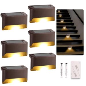 New ubgraded Solar Deck Lights, Solar Step Lights Outdoor Waterproof Led Solar Fence Lamp for Patio, Stairs,Garden Pathway, Step and Fences(Warm White) (16)