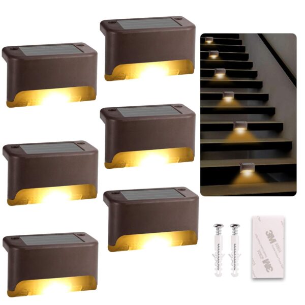 New ubgraded Solar Deck Lights, Solar Step Lights Outdoor Waterproof New ubgraded Solar Deck Lights, Solar Step Lights Outdoor Waterproof Led Solar Fence Lamp for Patio, Stairs,Garden Pathway, Step and Fences(Warm White) (16)