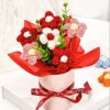 Nostrae by Ekhasa Red Cherry Blossom Crochet Flowers Bouquet (Small Nostrae by Ekhasa Red Cherry Blossom Crochet Flowers Bouquet (Small Size) | Knitted Flowers For Gifting | Woolen Bouquet Perfect For Crochet Gifts | Handmade Bouquets Gift