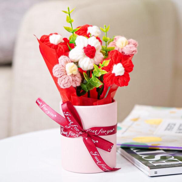 Nostrae-by-Ekhasa-Red-Cherry-Blossom-Crochet-Flowers-Bouquet-Small-Size-Knitted-Flowers-For-Gifting-Woolen-Bouquet-Perfect-For-Crochet-Gifts-Handmade-Bouquets-Gift.jpg Nostrae by Ekhasa Red Cherry Blossom Crochet Flowers Bouquet (Small Size) | Knitted Flowers For Gifting | Woolen Bouquet Perfect For Crochet Gifts | Handmade Bouquets Gift