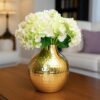 Nostrae by Ekhasa Unbreakable Hammered Metallic Flower Vase for Home Decor | Aesthetic Flower Vase Gift for Living Room | Decorative Metal Vase Gift for Wedding, Housewarming