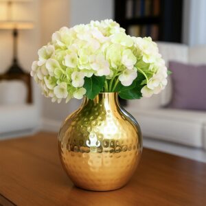 Nostrae by Ekhasa Unbreakable Hammered Metallic Flower Vase for Home Decor | Aesthetic Flower Vase Gift for Living Room | Decorative Metal Vase Gift for Wedding, Housewarming