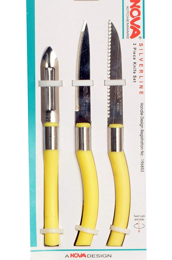 Nova Brand Knife Set of 3 (Multicolor) (Includes 2 Pieces of Knives & 1 Peeler) Stainless Steel Knife Set
