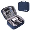 Nylon 2 Layer Gadget Organizer Case, Electronic Accessories Bag, Tech Nylon 2 Layer Gadget Organizer Case, Electronic Accessories Bag, Tech Organizer Pouch for Cables, Chargers, Hard Disk, Pen Drive, Travel Storage (Navy Blue)