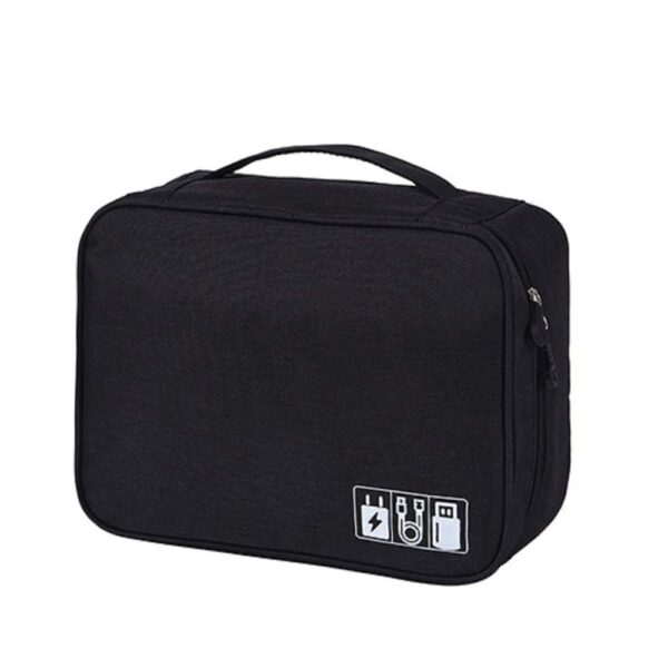 Nylon Gadget Organizer Case Electronics Accessories Organizer Bag Cable Wire Charger Pouch For Travel (Black)
