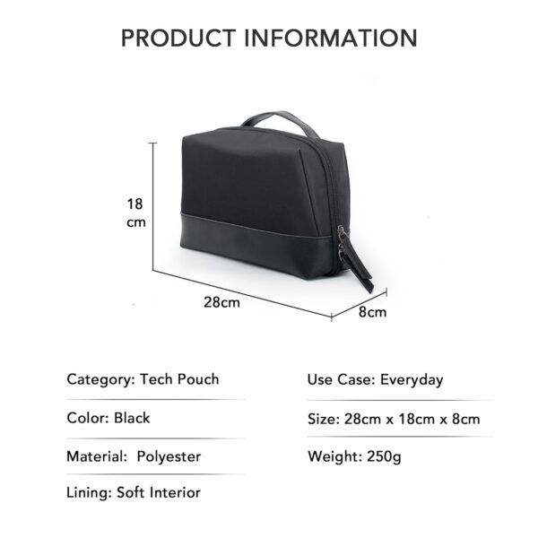 OBLIQUE Siri Tech Pouch Accessories Organizer | Water Resistant Tech Organizer Bag for SD Cards, Hard Drives, Earphones, & Adapters | Premium Faux Leather, Comfortable Hand Carry Strap, Unisex