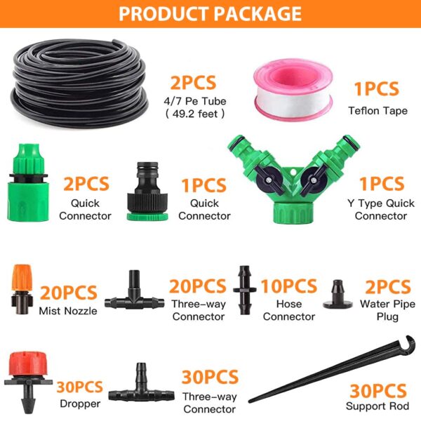 ORTIZA® Drip Irrigation Kit for Home Garden 30 Plants with 30m Adjustable Micro DIY Irrigation Kit, Heavy Duty Drip Irrigation Accessories for 30 Pot with Install Kit