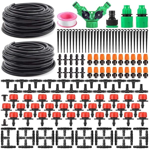 ORTIZA® Drip Irrigation Kit for Home Garden 30 Plants with 30m Adjustable Micro DIY Irrigation Kit, Heavy Duty Drip Irrigation Accessories for 30 Pot with Install Kit
