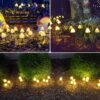 OZS 2PK 32LED 42FT Mushroom Solar Lights Outdoor Waterproof, LED Solar String Lights with 8 Lighting Modes, Garden Decor for Outside, Pathway Light for Fence, Patio, Yard (Warm White)