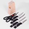Oblivion Knife for Kitchen Use – Stainless Steel Kitchen Knife Set with Sharp Knives & Vegetable Peeler with Stand – Attractive Storage Stand for Home Cooking & Daily Kitchen Use (Wooden, Pack of 5)
