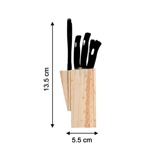 Oblivion Knife for Kitchen Use – Stainless Steel Kitchen Knife Set with Sharp Knives & Vegetable Peeler with Stand – Attractive Storage Stand for Home Cooking & Daily Kitchen Use (Wooden, Pack of 5)