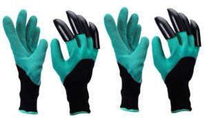Oblivion Plastic Gardening Gloves With ABS Claws for Digging | Right Hand Fingertips | Garden Farming Work (2 Pair), Green