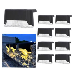 Oblivion Solar Deck Lights Outdoor 4 Pcs – Waterproof LED Step Lights for Driveway, Fence, Garden Pathway, Warm White Solar-Powered Stair Lights, Energy-Saving Decorative Dusk to Dawn Landscape Lamps