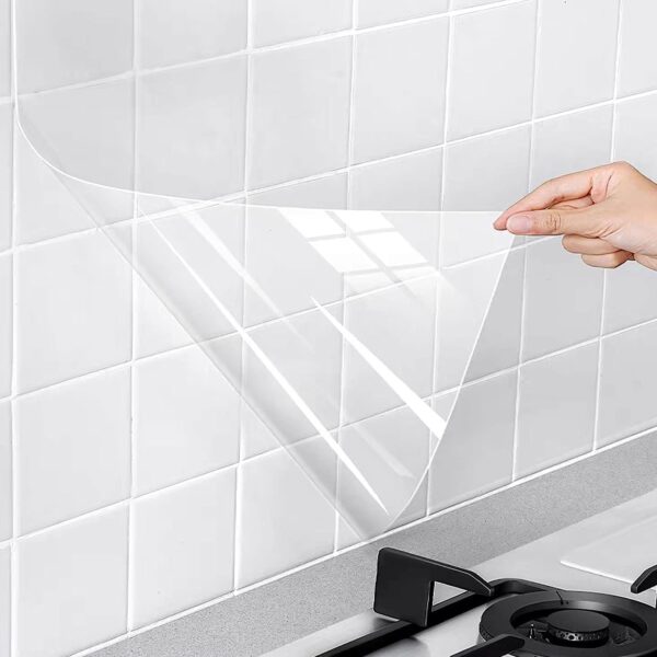 Oil Proof Wallpaper,Kitchen Backsplash Wall Protector Transparent High Temperature Resistant Oil Proof Wallpaper,Kitchen Backsplash Wall Protector Transparent High Temperature Resistant Self-Adhesive Sticker (24X100 In, Transparent Film)