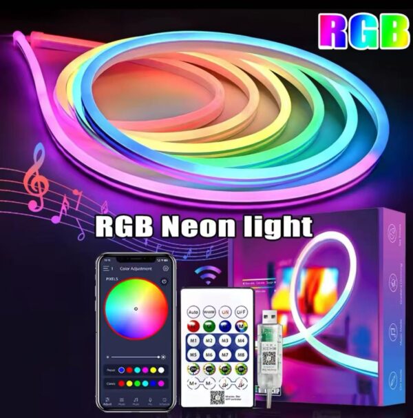 One94Store-5-Meter-Smart-RGB-Neon-LED-Strip-Lights-with-App-Remote-Music-Sync-Rope-Light-for-Room-Gaming-Party-Diwali-Home-Decoration.jpg One94Store 5 Meter Smart RGB Neon LED Strip Lights with App & Remote | Music Sync Rope Light for Room, Gaming, Party, Diwali & Home Decoration