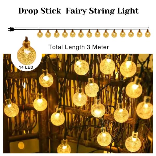 One94Store Crystal Ball String Lights – 14 LED, 3 Meter One94Store Crystal Ball String Lights – 14 LED, 3 Meter Warm White – Decorative Waterproof Fairy Lights for Indoor/Outdoor, Garden, Diwali, Christmas, Wedding, Party & Festival Decoration Pack of 1